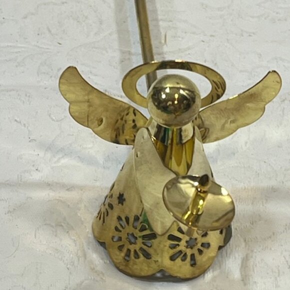 VTG Brass Metal Long Handle Angel Holiday Christmas Candle Snuffer 9" Long - Picture 13 of 14